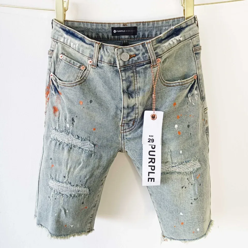 24SS Summer New Jeans Shorts Men High Street Stretch Skinny Fit Plus Size Hip Hop Hole Denim Shorts Beach Pants