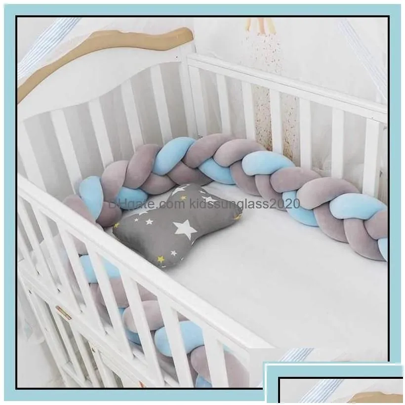 Bed Rails Baby Bumper Braided Crib Bumpers For Boys Girls Infant Protector Cot Tour De Lit Bebe Tresse Room Decor Q0828 Drop Del Del