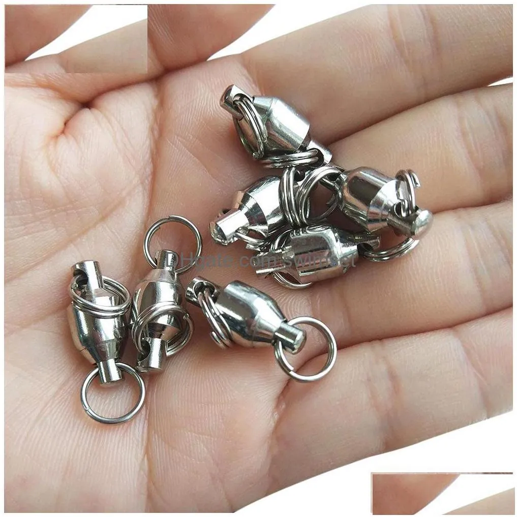 100Pcs Fishing Split Rings With Ball Bearing Swivels Freshwater Saltwater Strength Stainless Steel River Lake Crap Drop Delivery Dhovw