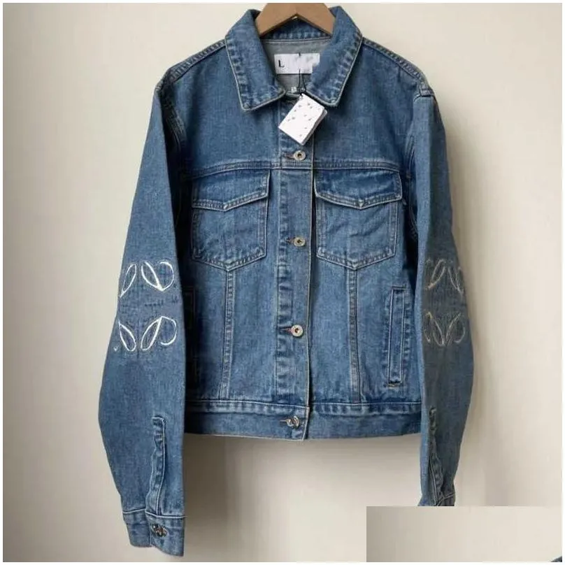 womens spring denim jacket Embroidered Letter designer outwear long sleeve coats top cowgirl clothing