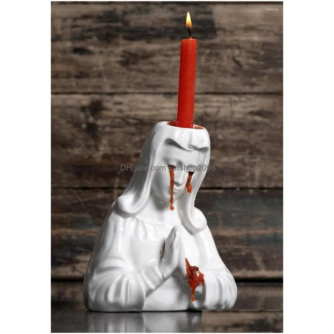 candle holders strange home deocr candlestick creative weeping mary holder resin decoration ornaments crafts