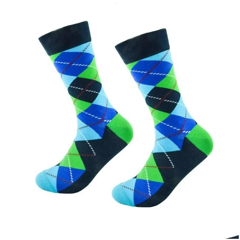 Men`S Socks Mens Retro Men Cotton Dress Happy Argyle Pattern Wedding Harajuku Funky Novelty Gift Streetwear Hip Hop Ins Cool Drop Del Dh6Wa