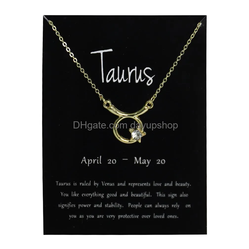 Pendant Necklaces Ins Style Minimalist Accessory Design Sense 12 Constellation Zodiac Sign Necklace Horoscope Jewelry Galaxy Libra Ast Otd0S