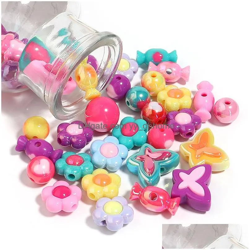 acrylic loose beads for bracelets necklace jewelry making kits butterfly candy round love fashion diy women kids handwork making