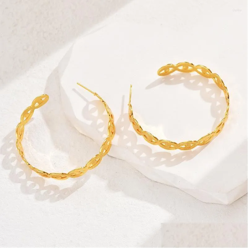 Hoop Earrings 40mm Trendy 18K Gold-Plated Charming Eye Shape For Women Fashion Elegant Luxury Ear Jewelry Accessories Party