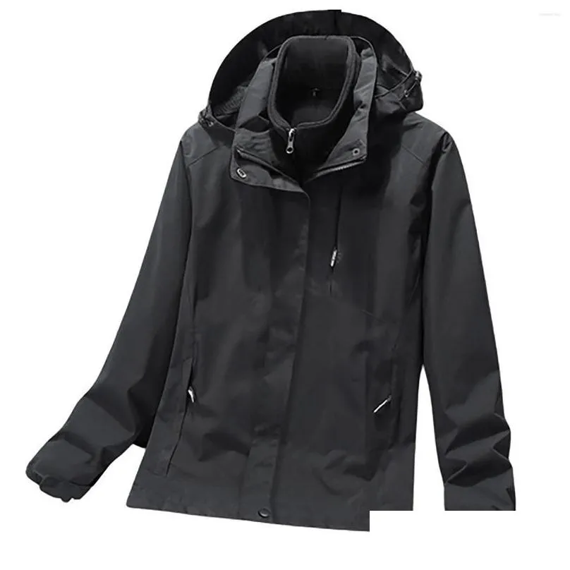 Women`s Jackets Autumn And Winter Solid Double Thickened Windproof Rainproof Hooded Coat Breathable Outdoor Womens Vests Fashion