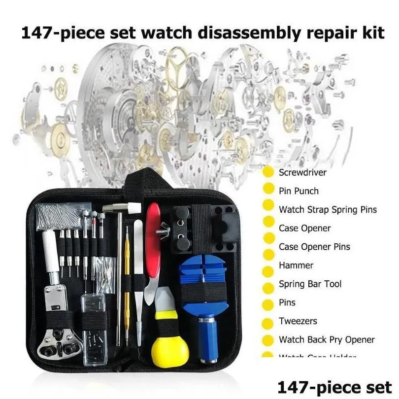 Repair Tools & Kits 147Pcs Watch Tool Kit Watchmaker Link Pin Case Opener Spring Bar Horlogemaker Gereedschap Nh35 Clock Set Drop Del Dhia1