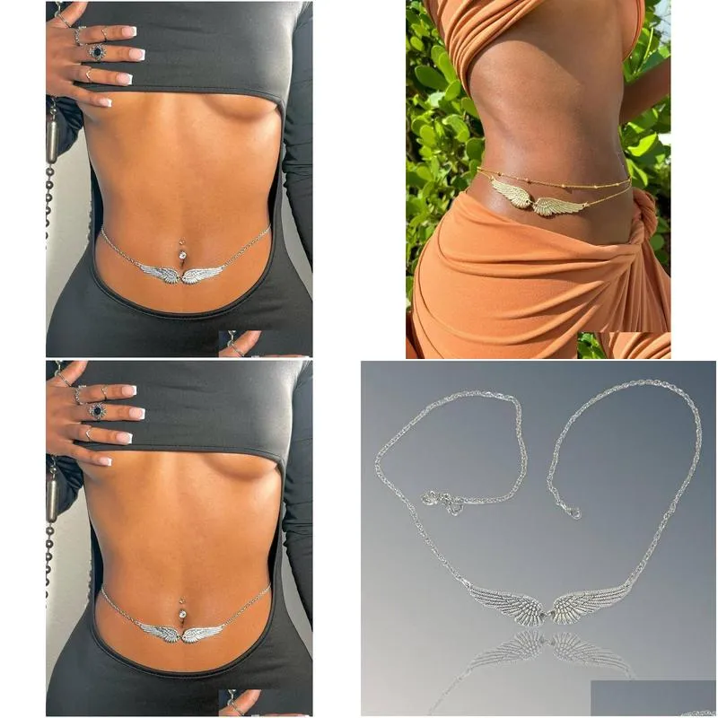 Other Fashion Accessories Y Angel Wings Body Bikini Necklace Belly Beach Jewelry Girl Waist Beads For Women 230908 Drop Delivery Dhdqf