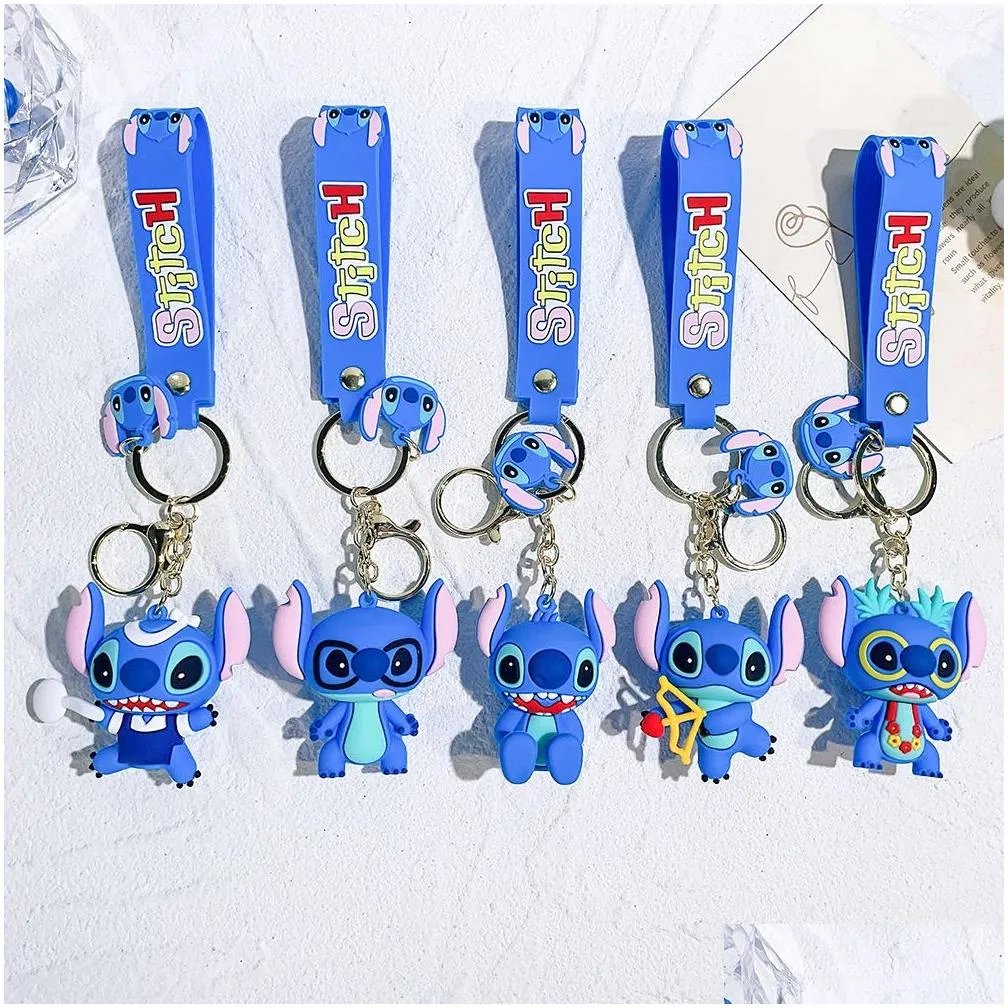 Cartoon Cute Animation Blue Dragon Jewelry KeyChain Backpack Key Ring Accessories Hanger Multi colors