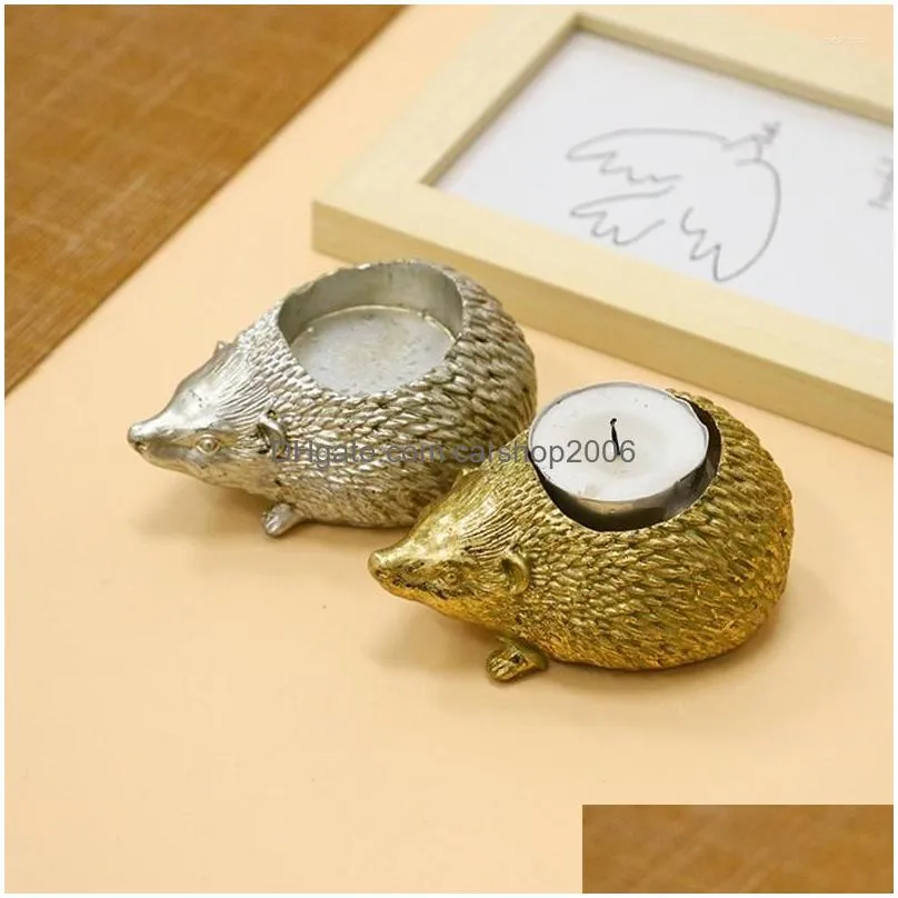 candle holders resin hedgehog holder animal statue candlestick decor ornament drop