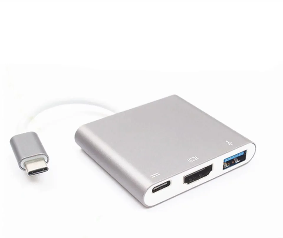 USB 3.1 TYPE-C to USB Female Digital AV Multiport Adapter for HD, 3.0, 3.1 Type C to HD Adapter 3 in 1 Hub