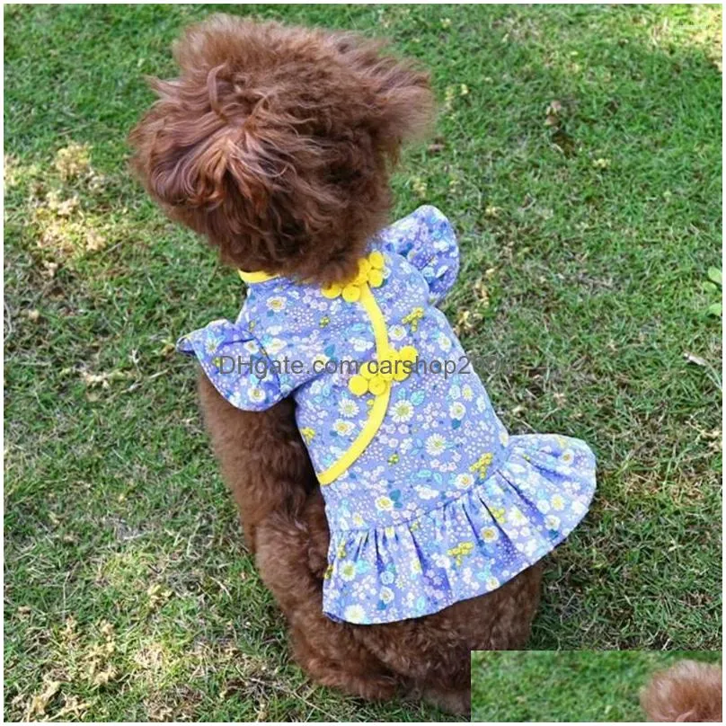 dog apparel stylish summer two-legged cheongsam clothes pet skirt adorable soft