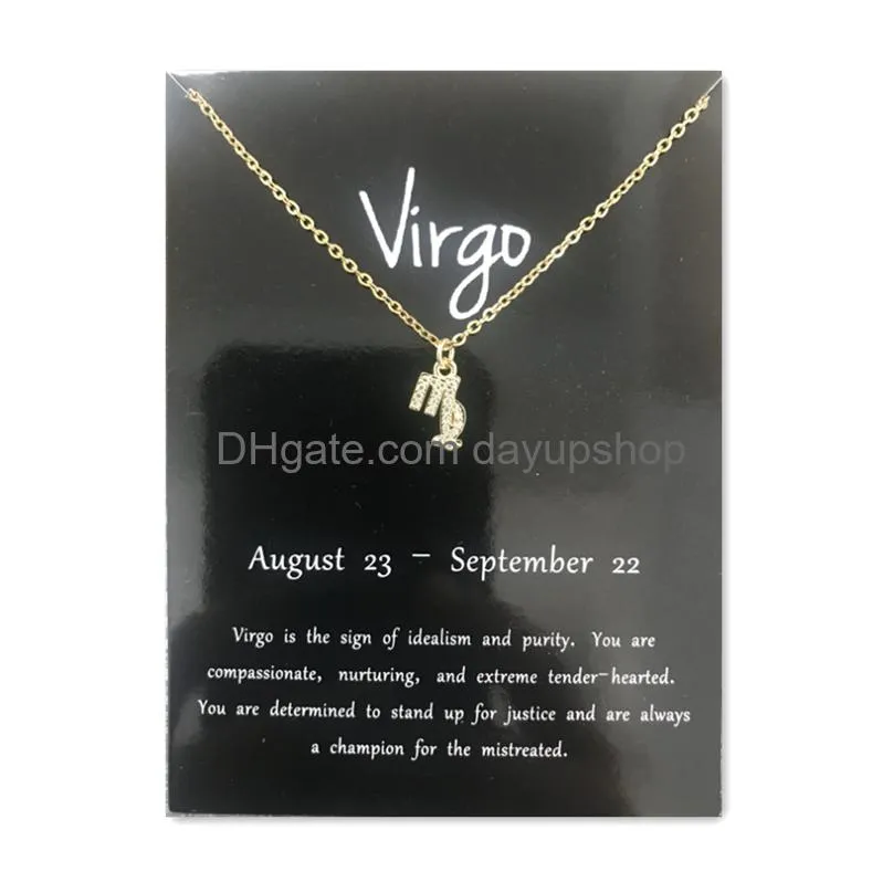 Pendant Necklaces 12 Constellation Zodiac Sign Necklace Horoscope Zircon Stainless Steel Jewelry Galaxy Libra Astrology Gift With Reta Dh4A0
