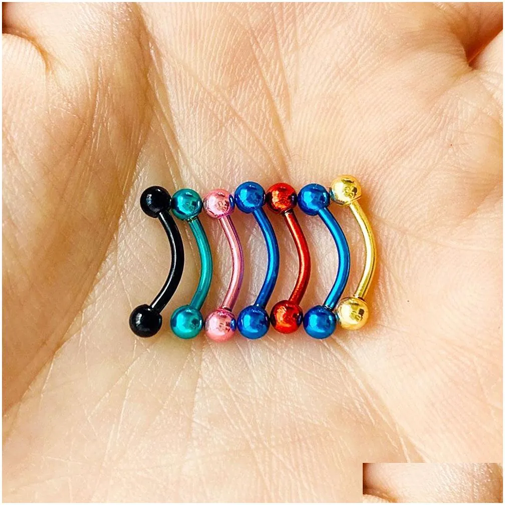 10pcs/lot Surgical Steel 3MM Ball Eyebrow Piercing Internally Threaded Curved Barbell Helix Earring Lip Ring Nipple Rings Body Jewelry