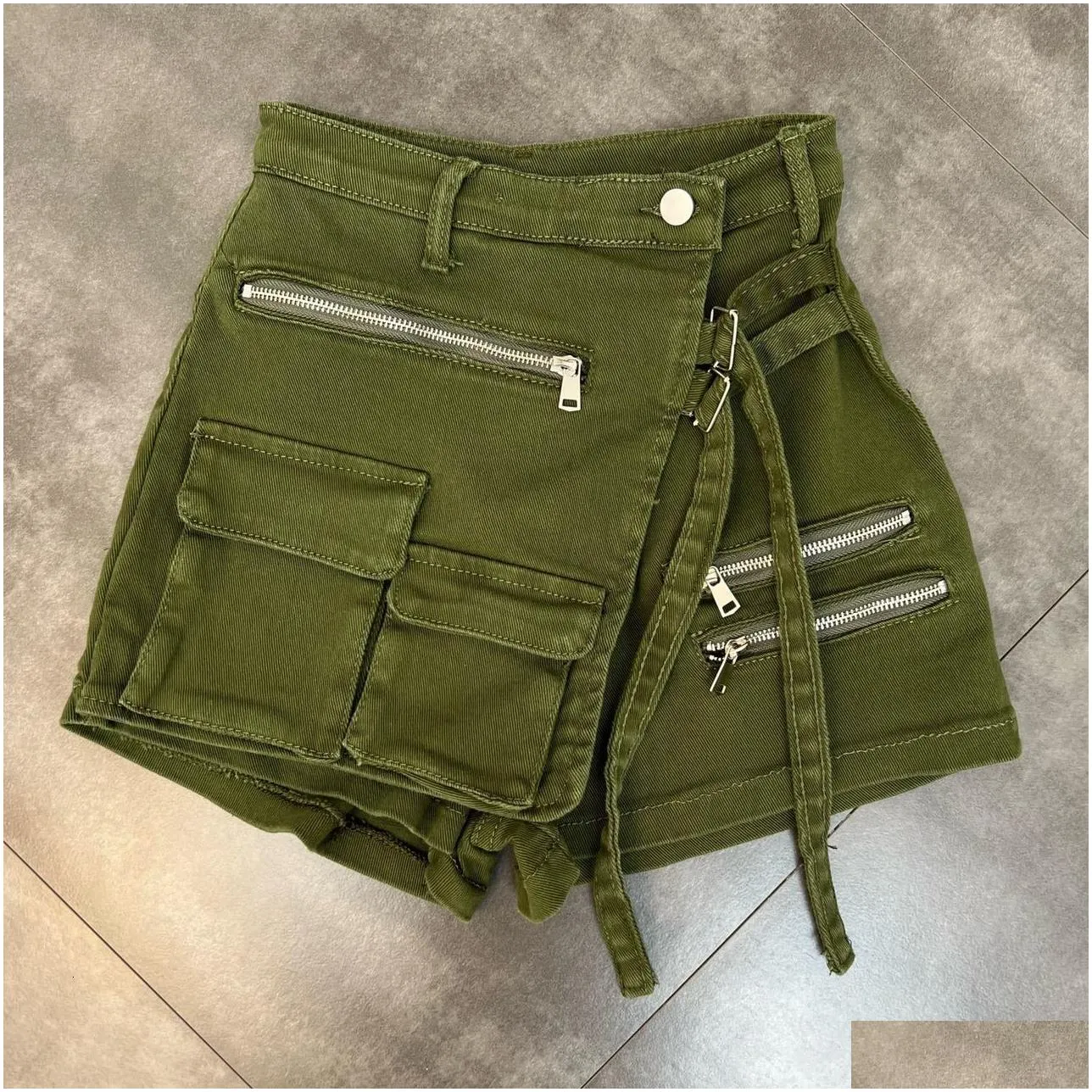 Women`S Shorts Womens Summer Handsome Military Denim Skirts Mti Pocket Aline Loose Wide Leg 230220 Drop Delivery Apparel Clothing Dhu1F