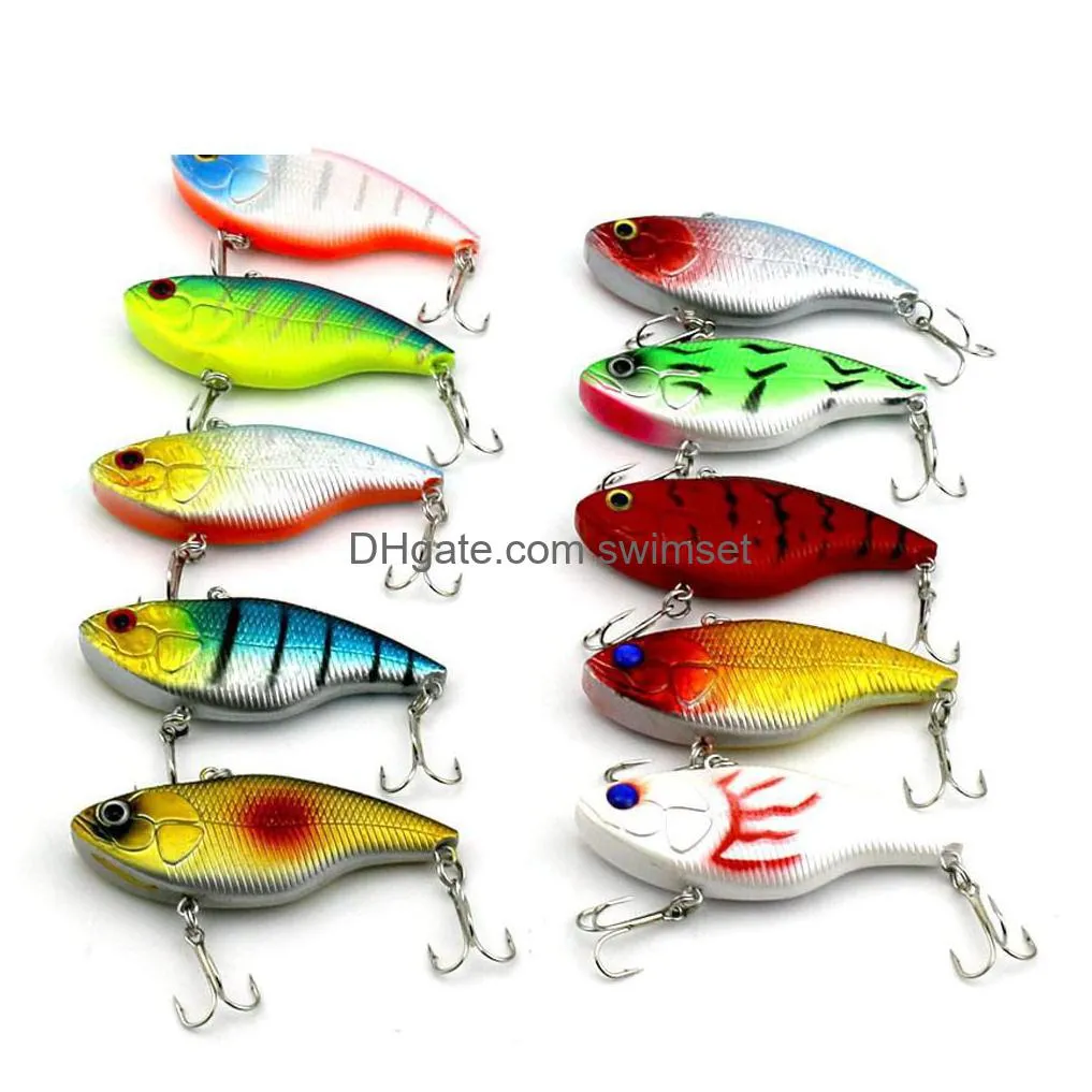 100Pcs Winter Vib Fishing Lures 18G/0.635Oz 7.5Cm/2.95In Hard Bait With Lead Inside Fish Ice Sea Tackle Drop Delivery Dhdmq
