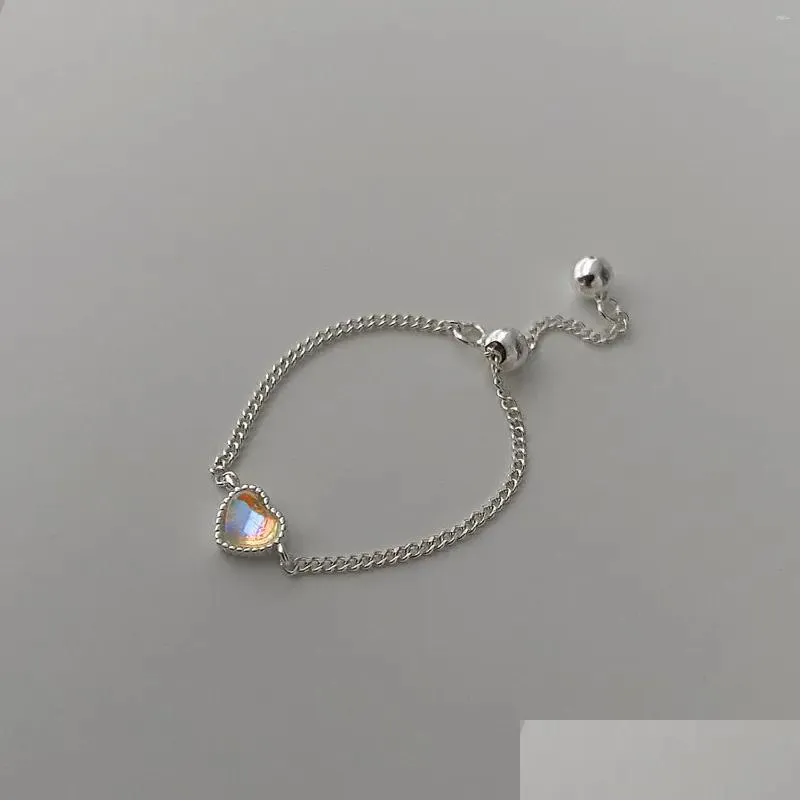 Cluster Rings Design 925 Sterling Silver Chain Pull Heart Moonstone For Women Finger Ring 2023 Trend Jewelry Charms