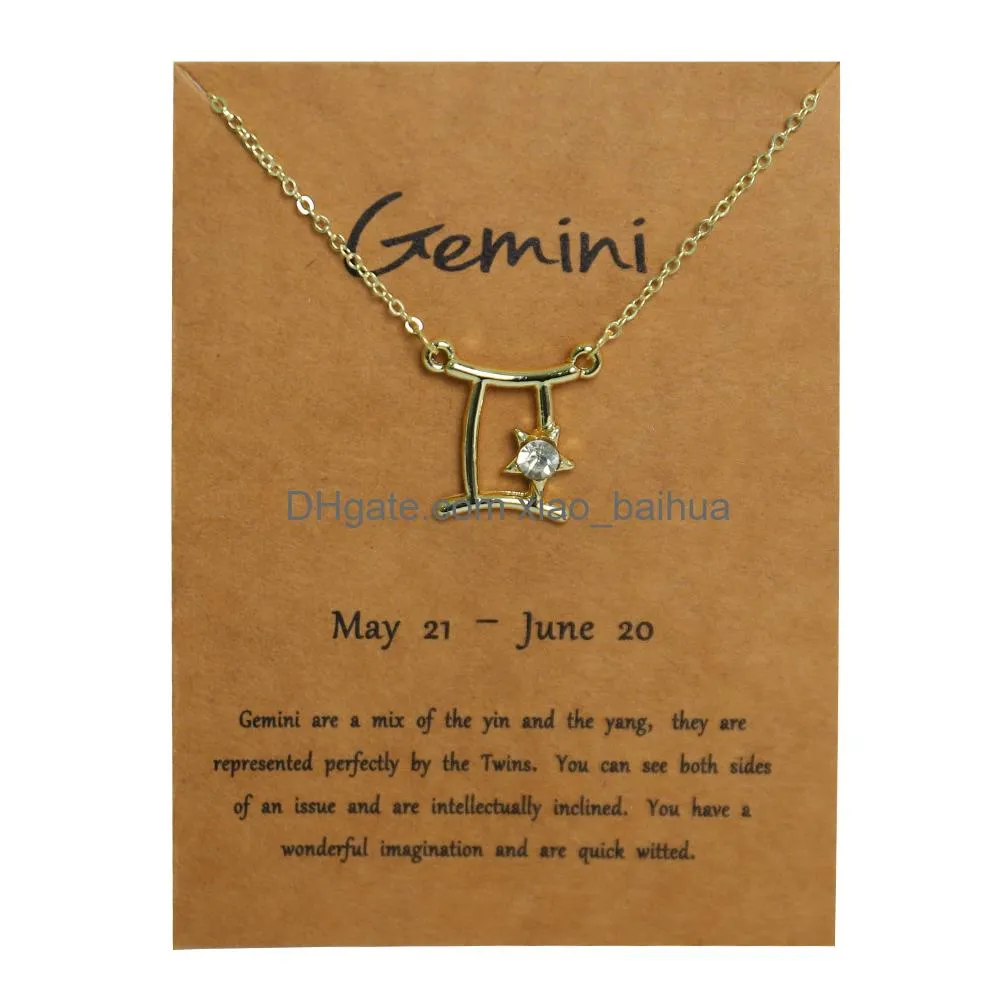 Pendant Necklaces Ins Style Minimalist Accessory Design Sense 12 Constellation Zodiac Sign Necklace Horoscope Jewelry Galaxy Libra Ast Otk7M