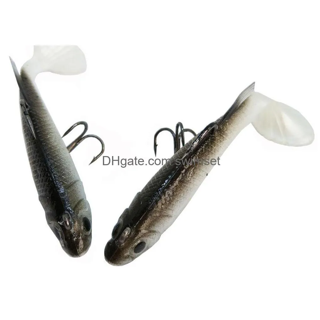 Soft Bait Jig Fishing Lure With Lead Head Fish Swimbait Treble Hook Fishhook Tackle Drop Delivery Dhzfb