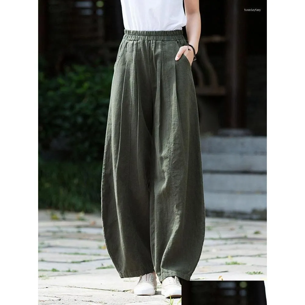Women`s Pants Spring Summer Cotton Buddhist Mood Retro Slim Casual Lanterns Streetwear Baggy Cargo Women Trousers