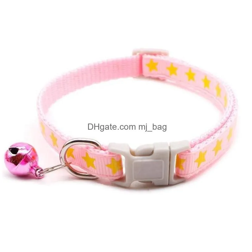 Dog Collars & Leashes Five Pointed Star Printing Cat Adjustable With Bell Puppy Cats Comfortable Collar Pet Neck Accessories Bh8418 Dr Dhfe3