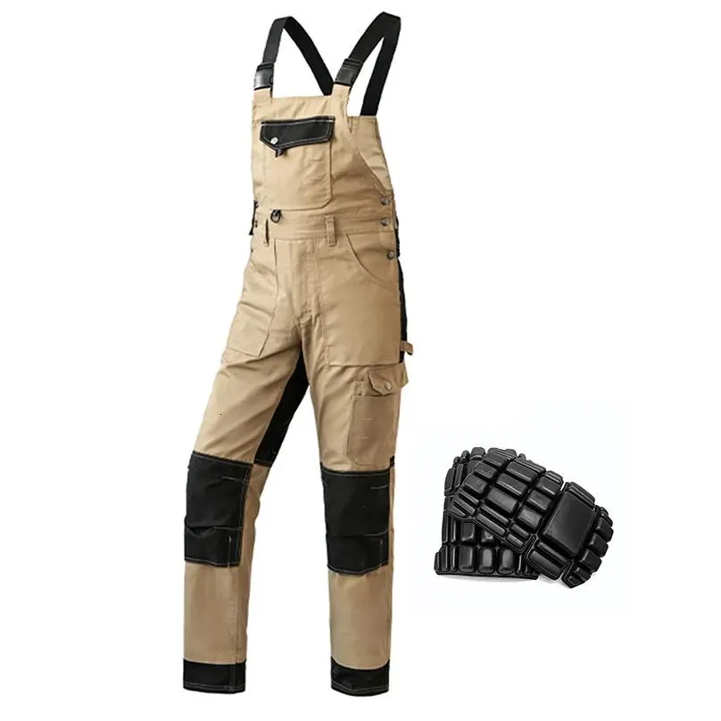 Men`S Jeans Mens Cotton Overalls Men Workwear Mechanic Welding With Knee Pads Mtipocket Bib Work Wear 230628 Drop Delivery Apparel Cl Dhol6