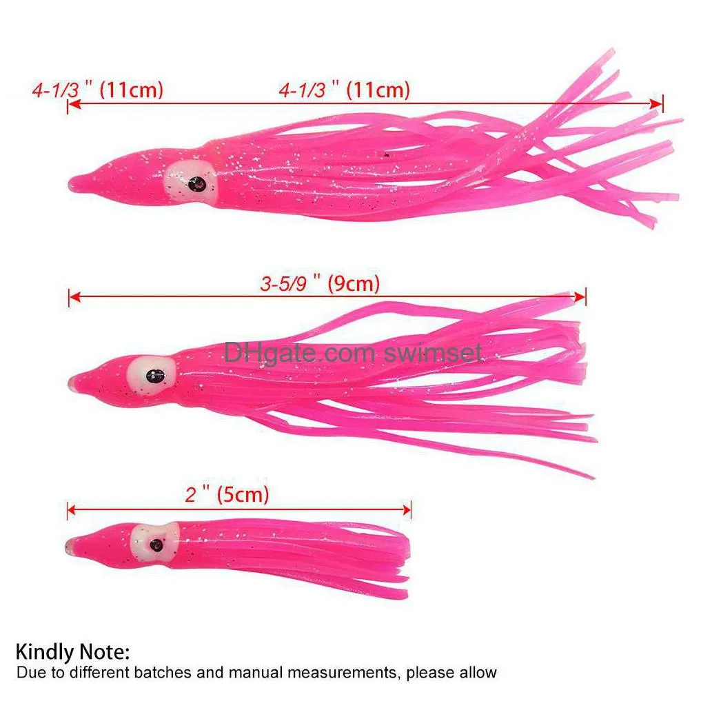 1000Pieces Squid Skirts Rubber 5Cm 9Cm 11Cm Soft Fishing Lures Octopus Hoochie Baits Saltwater Tackle Drop Delivery Dhe6W