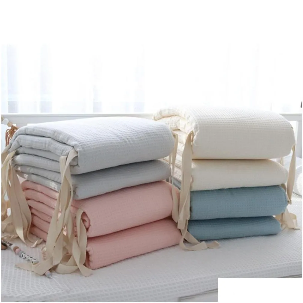 Bed Rails Cotton Soft Texture Infant Crib Liner Detachable Washable Baby Crib Bumper Protector Around Cushion born Bedding 230628