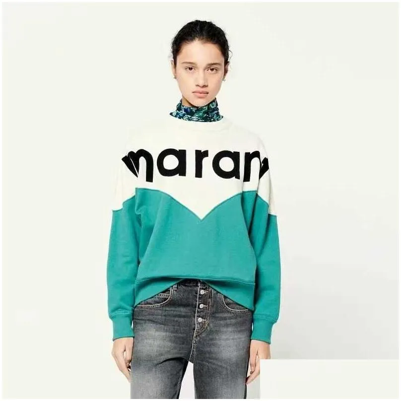 Sweatshirt Designer ISABELS MARANTS Round Neck Pullover Women Sweater Letter Flocking Print Casual Hoodies