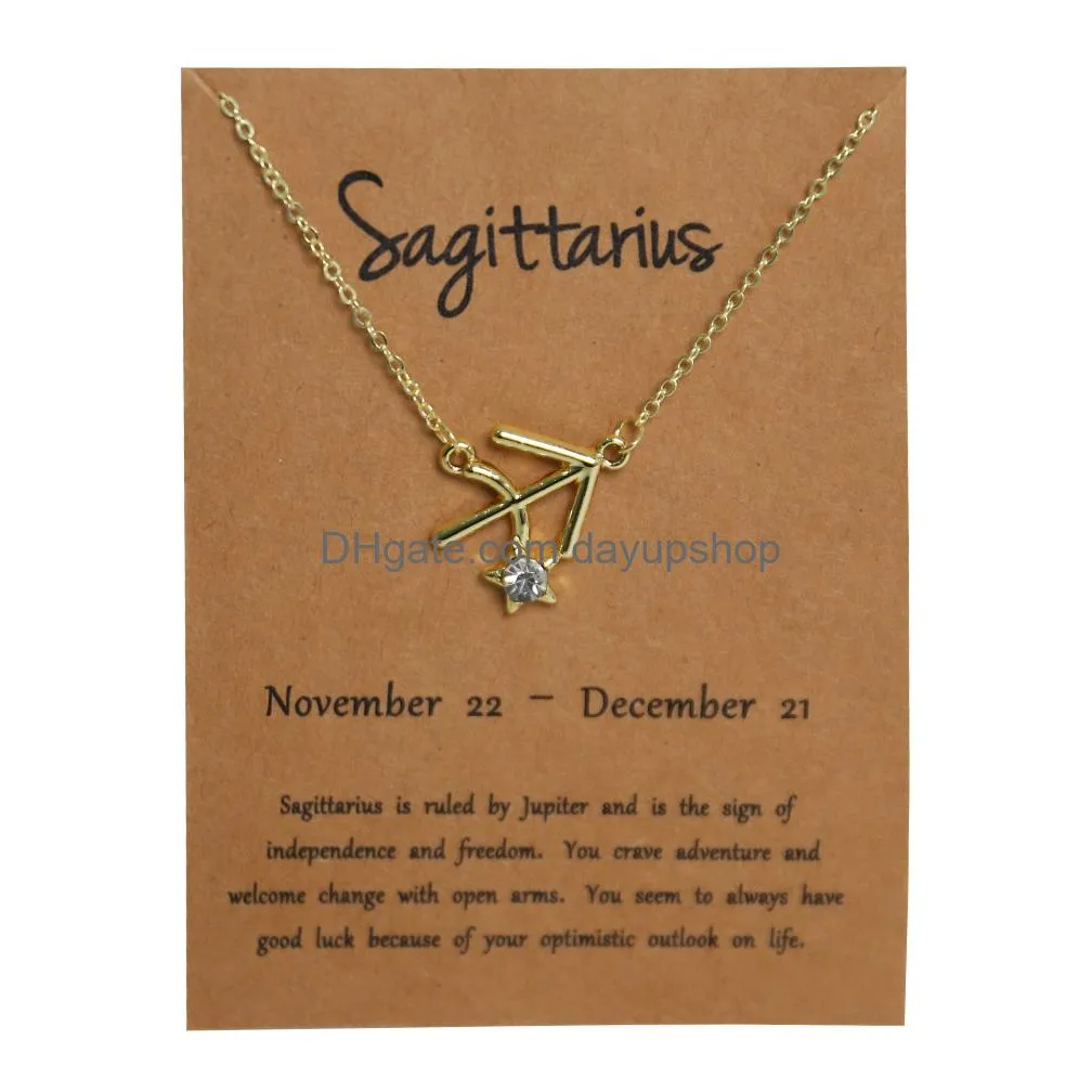Pendant Necklaces Ins Style Minimalist Accessory Design Sense 12 Constellation Zodiac Sign Necklace Horoscope Jewelry Galaxy Libra Ast Otefu