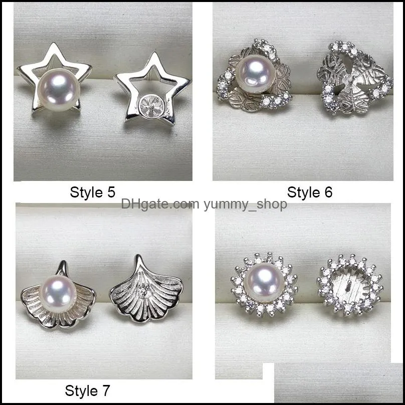 Jewelry Settings S925 Sterling Sier Stud Earrings Fashion Diy Pearl Setting For Women Blank Wedding Gift Drop Delivery Dhgarden Dhsxf