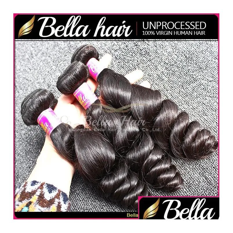 BellaHair® Unprocessed 8A Brazilian Bundles Virgin Hair Extensions Human HairWeave Natural Color Body Straight Loose Wave Curly