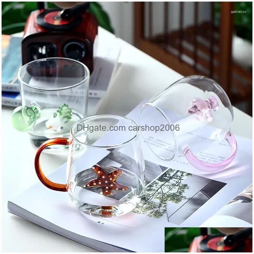 Wine Glasses Cartoon Animal Shape Glass Home 3D Cute High Borosilicate Single Layer Cup Living Room With Guests Juice Cold Drink Dro Dhlue