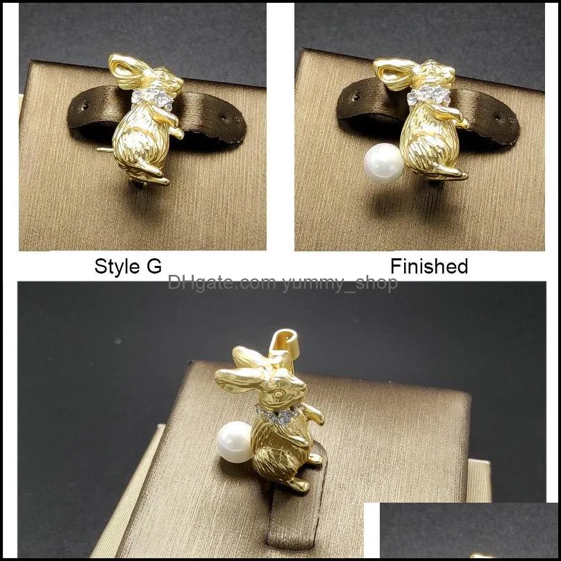 Jewelry Settings Rabbit Pearl Brooch Setting Gold For Women Fashion Accessories Diy Pins Christmas Gift Drop Delivery Dhgarden Dhl8N