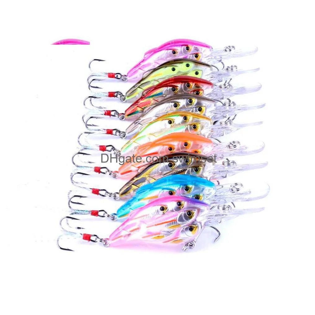 90Pcs 2.95/7.5Cm 9.3G Crankbait Group Fish Swim Bait 8 Fishes Plastic Bionic Wobbler Fishing Tackle Drop Delivery Dhymr