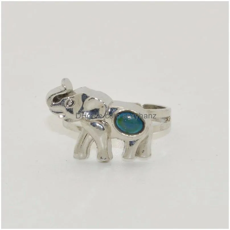 Other Cute Elephant Mood Ring Adjustable Color Changes To The Temperature Of Your Blood Drop Delivery Jewelry Body Dhiwo