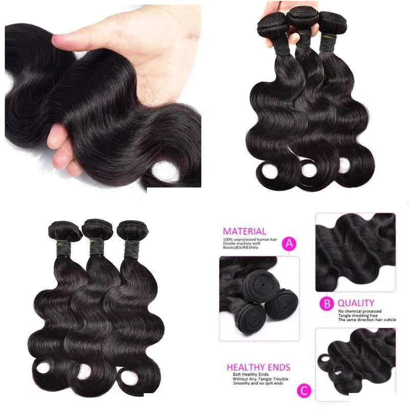 Kiss Hair HumanLoose Wav Yaki 3 Bundles 10-26 inch Brazilian Virgin Remy Straight Deep Curly Body Wave Straight Natural Color Black