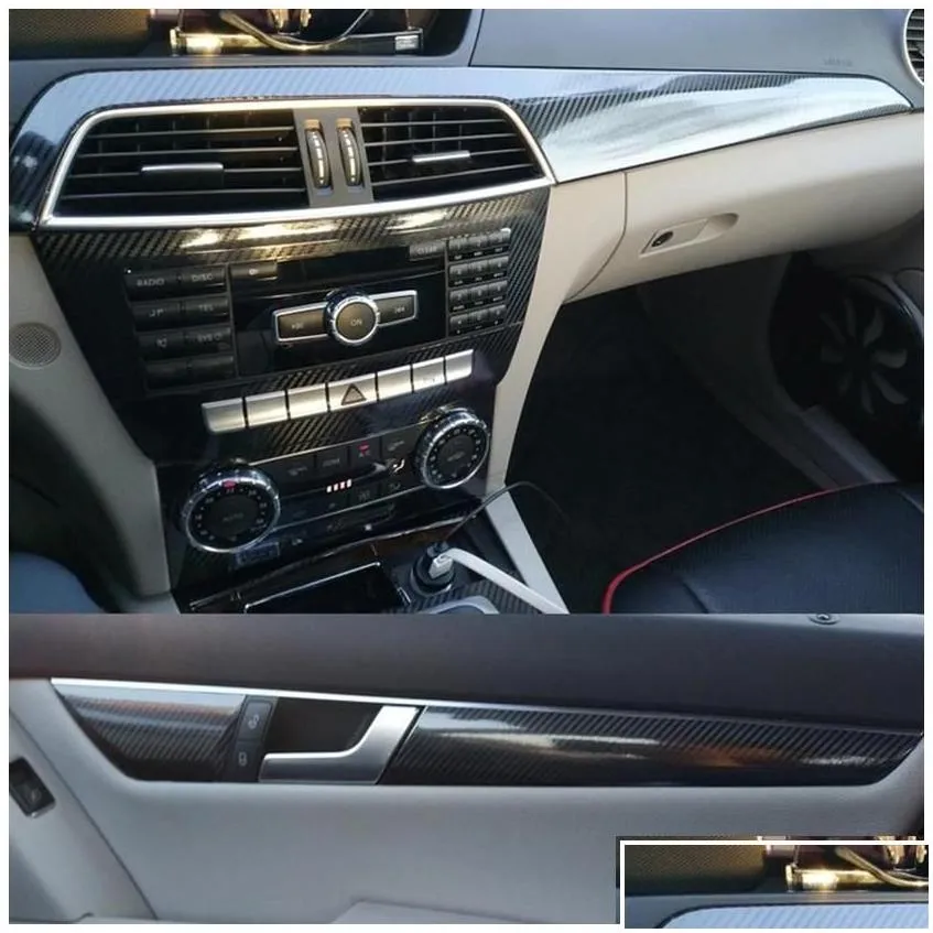 car stickers for benz c class w204 20112014 interior central control panel door handle 3d 5d carbon fiber decals styling4339o drop del