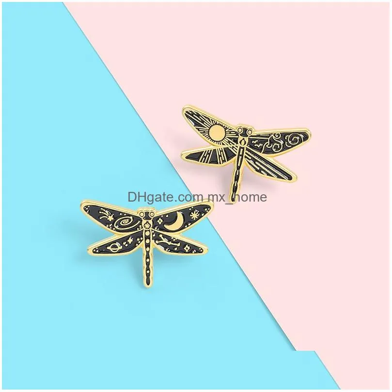 cartoon insect dragonfly clothes brooch sun moon star paint animal pins for women sweater skirt bags alloy badge jewelry accessori271o