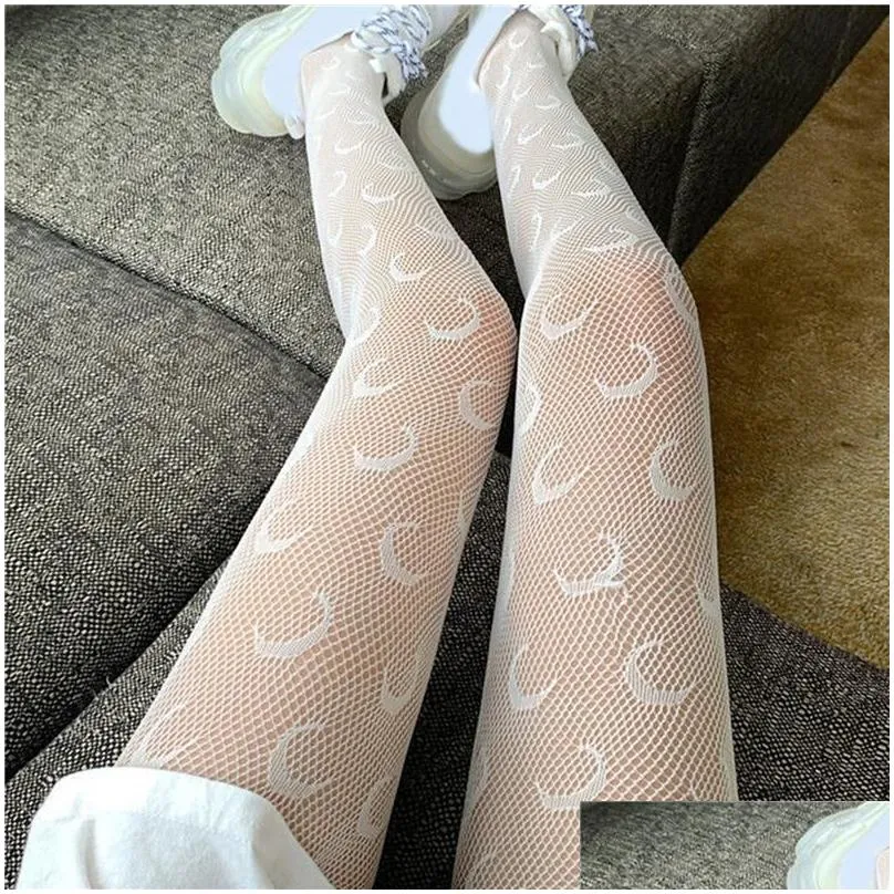 Socks & Hosiery Womens Tight Summer Nylon Moon Print Stockings Y Lingerie Female Seamless Fishnet Mesh Pantyhose Tights Drop Delivery Dhxmr