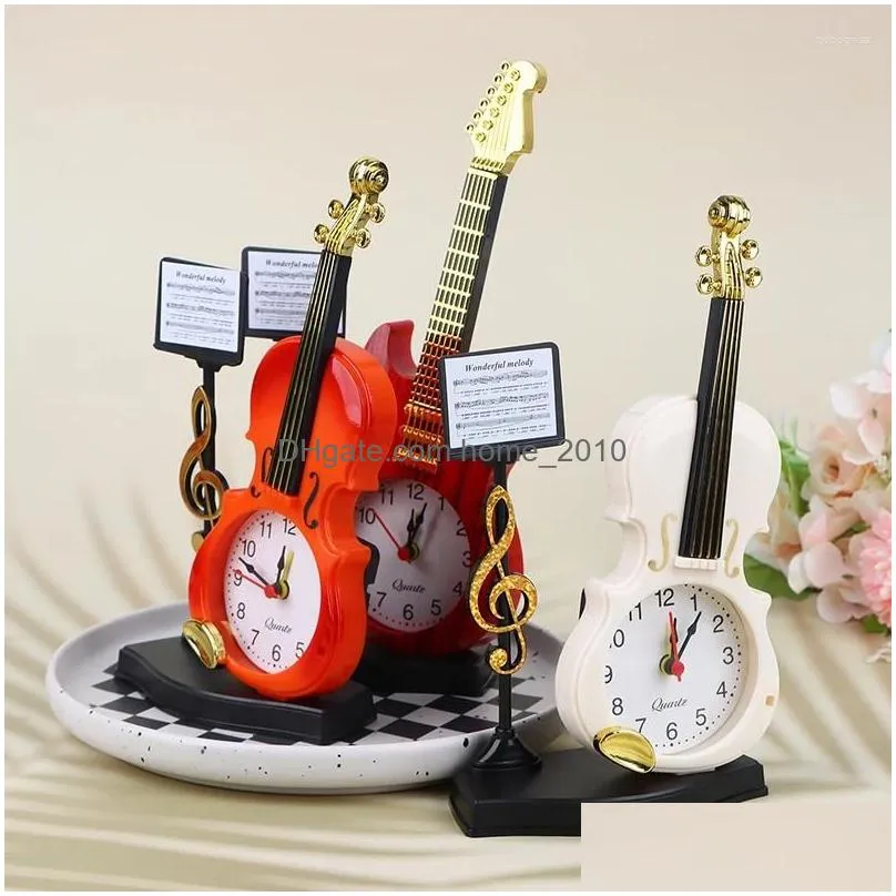 table clocks 1pc creative violin alarm clock fashion simple european style childrens cute cartoon bedside retro ornament
