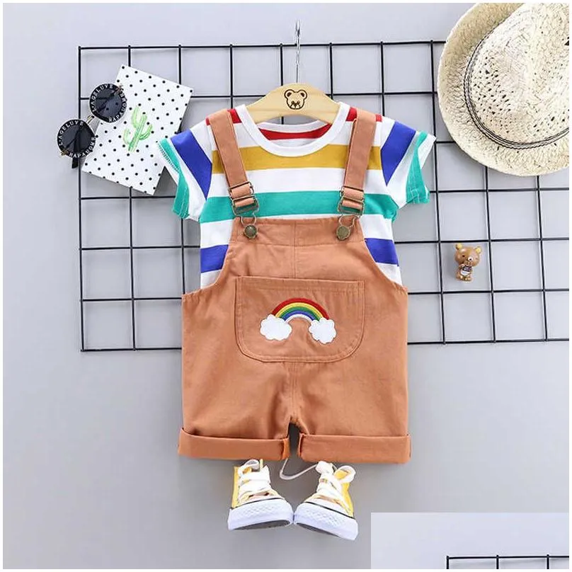 Clothing Sets Summer Newborn Baby Boys Clothes For 1 Year Birthday Boy Outfit T-Shirts Strap Shorts Suits Babies Drop Delivery Baby, K Otyw3