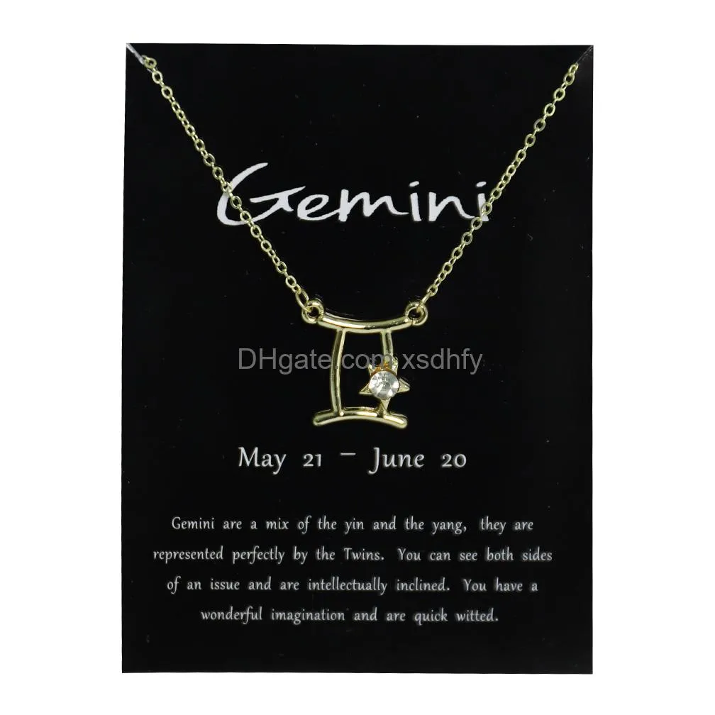 Pendant Necklaces Ins Style Minimalist Accessory Design Sense 12 Constellation Zodiac Sign Necklace Horoscope Jewelry Galaxy Libra Ast Otqpl