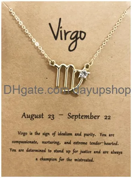 Pendant Necklaces Ins Style Minimalist Accessory Design Sense 12 Constellation Zodiac Sign Necklace Horoscope Jewelry Galaxy Libra Ast Dhkus