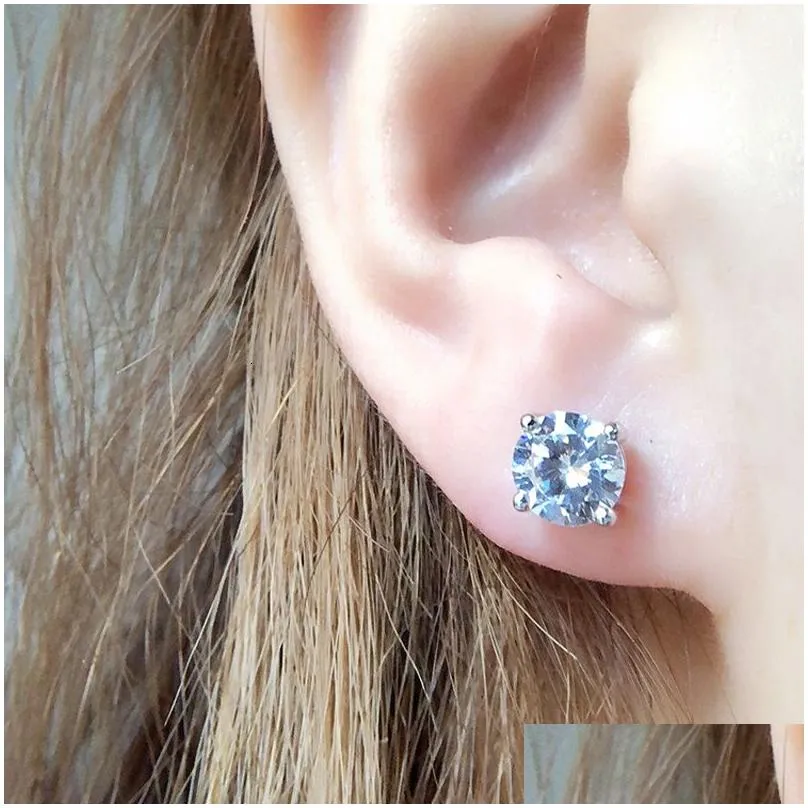 Stud Smyoue 013Ct Test Passed Studs Earrings For Men Women S925 Sier Platinum Plated Bride Wedding Diamond Gra 230710 Drop Delivery Dheum