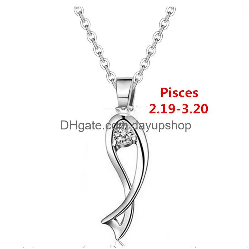 Pendant Necklaces 12 Constellation Zodiac Sign Necklace Horoscope Zircon Stainless Steel Jewelry Galaxy Libra Astrology Gift With Reta Dhb2O