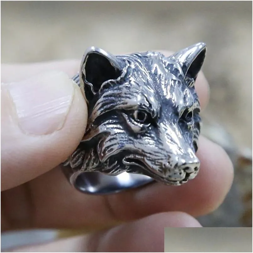 Fashion Vintage Fox Rings For Motorcycle Party Cool Punk Animal Silver Color 14K Gold Rings For Men Women Amulet Jewelry Gift