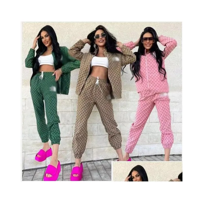 New brand for Women`s Two Piece Pants Tracksuits Casual Fashion girls printed Two-piece Jogger Set jacket + pant Ladies Tracksuit Sweat