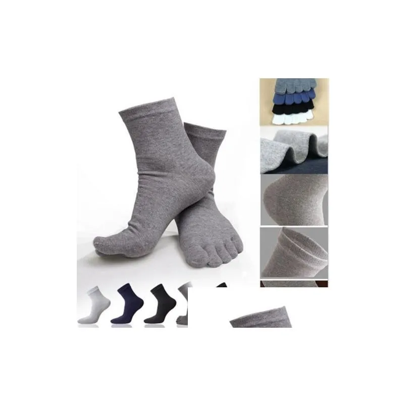 Men`s Socks Wholesale- 1Pair Autumn Winter Warm Style Unisx Men Women Five Finger Pure Cotton Toe Sock 5 Colors Black/White/Grey/Navy