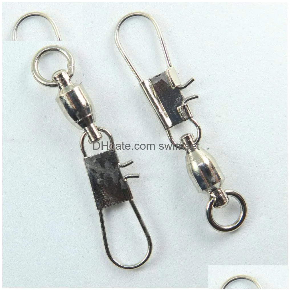 100 Pieces/Lot Fishing Ball Bearing Swivel With Interlock Snap Stainless Carp Lure Connector Bass Tackle Drop Delivery Dhh5Q